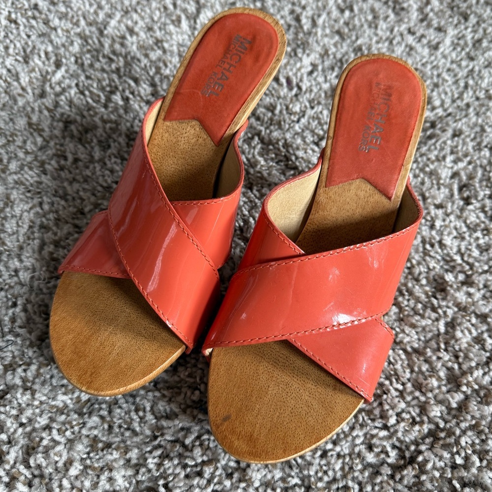 Michael Kors Orange Heeled Sandals - Picture 2 of 4